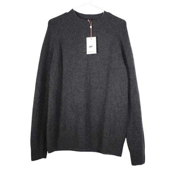 EUC Quince Men’s Charcoal Mongolian Cashmere Fisherman Crew Sweater Medium 3576 - Picture 1 of 9